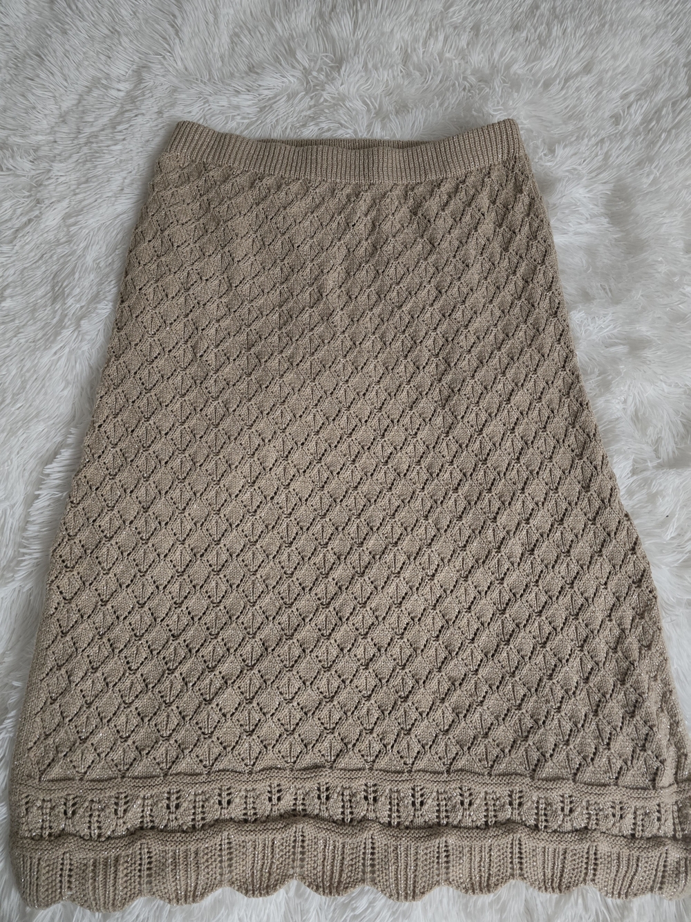 LC Lauren Conrad Taupe Textured A-Line Knit Skirt